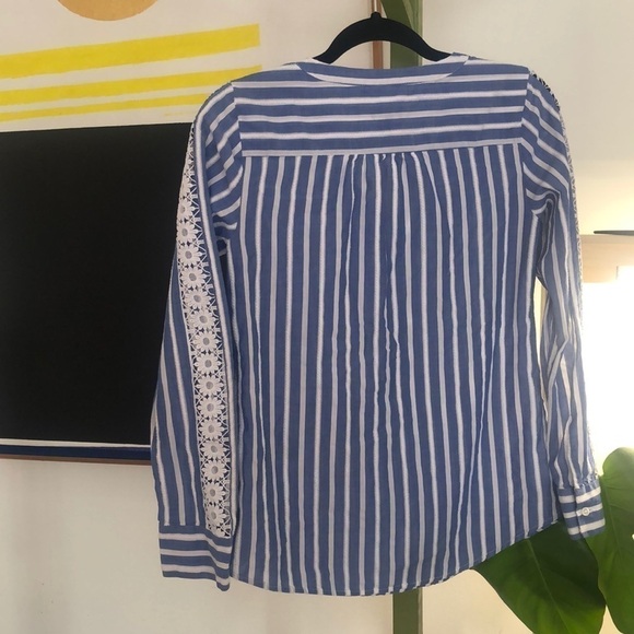 Talbots striped popover top with lace size… - Picture 5 of 6